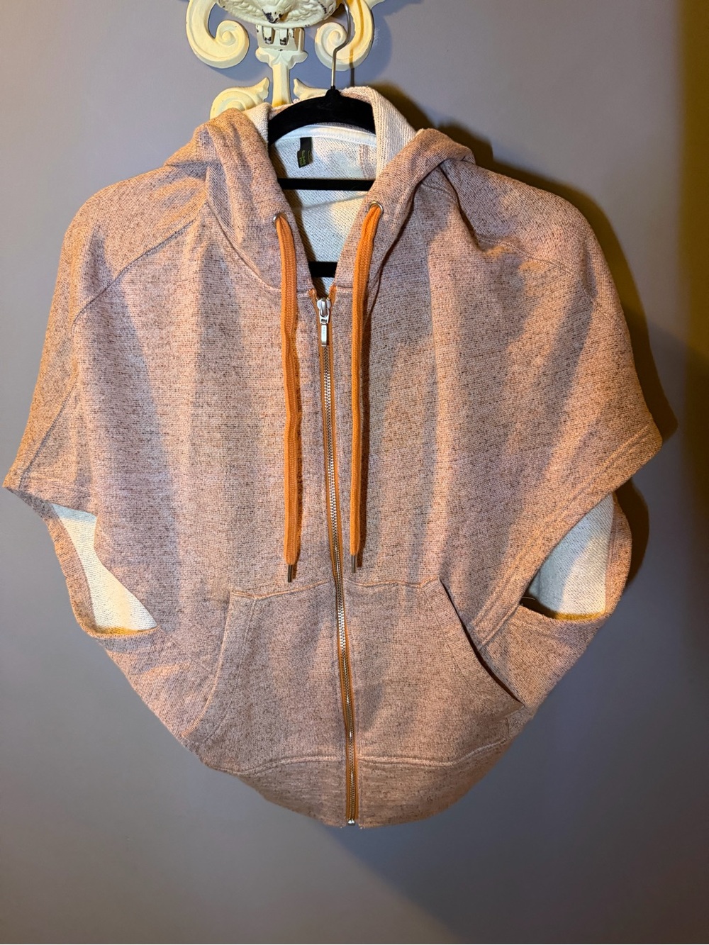 United Colors Of Benetton Heathered Peach Zip-Up Hooded Poncho